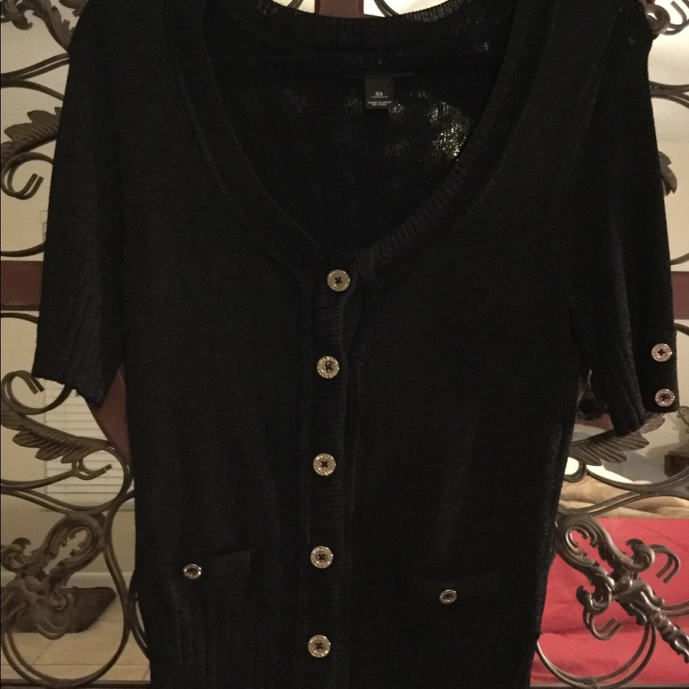 WHBM short sleeve button down v-neck sweater xs.